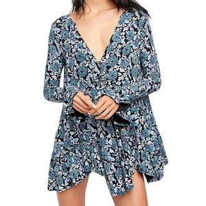 NWT Free People Olivia Printed Tunic Deep Sea Combo Size Medium